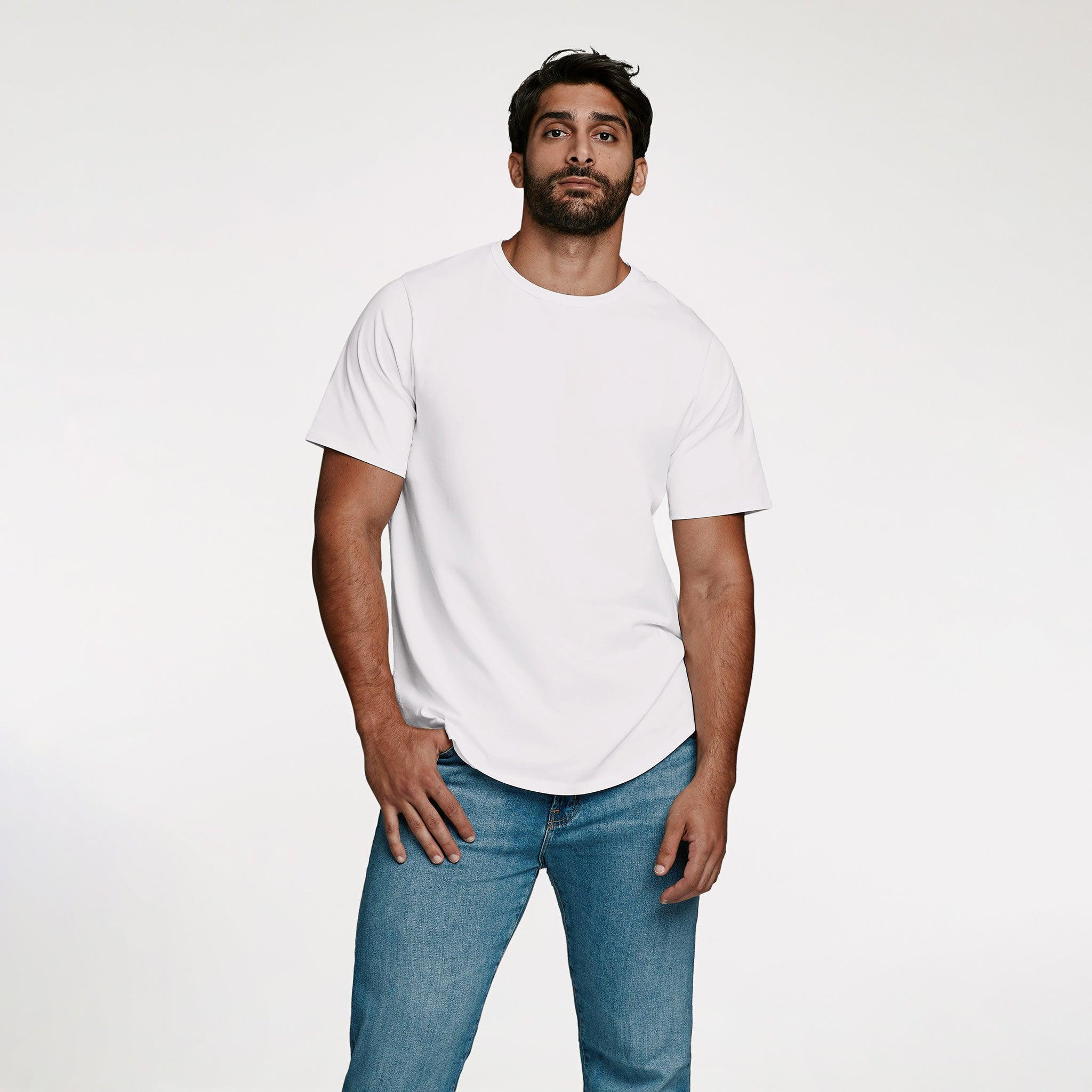 Short Sleeve Curved Hem T-Shirt | White - nuuds | nuuds