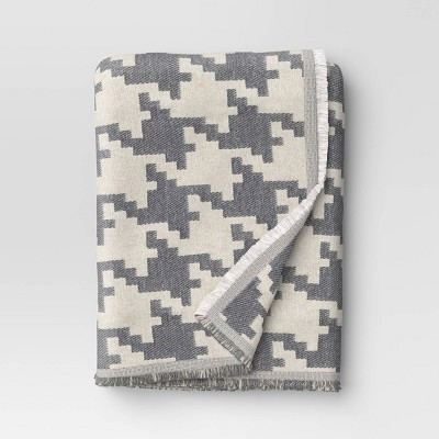 50''x60'' Oversized Chenille Woven Houndstooth Throw Blanket Gray/Neutral - Threshold™ | Target