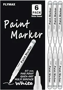 White Paint Pen, 6 Pack 0.7mm Acrylic White Permanent Marker White Paint Pens for Wood Rock Plast... | Amazon (US)