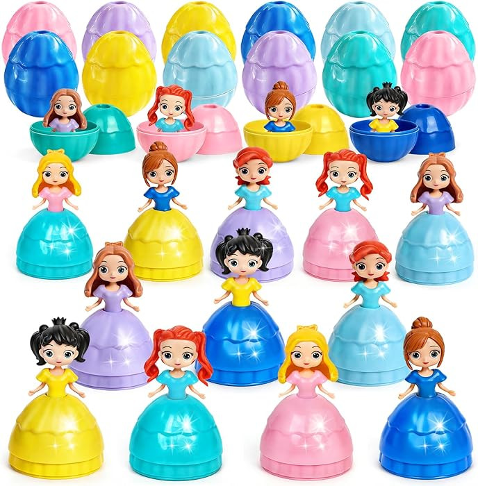 12 PCS Princess Prefilled Easter Eggs Easter Basket Stuffer Hunting Egg for Kids Party Favor Clas... | Amazon (US)