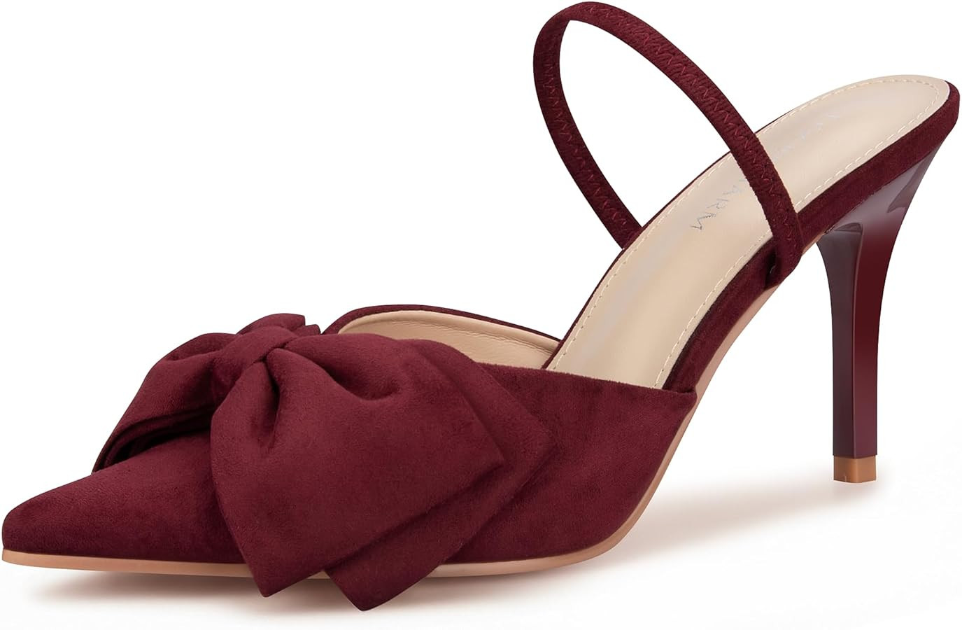 Women's Closed Pointed Toe Slingback Pumps with Big Bow Elastic Strap 3.5 Inch Stiletto Heels Dre... | Amazon (US)