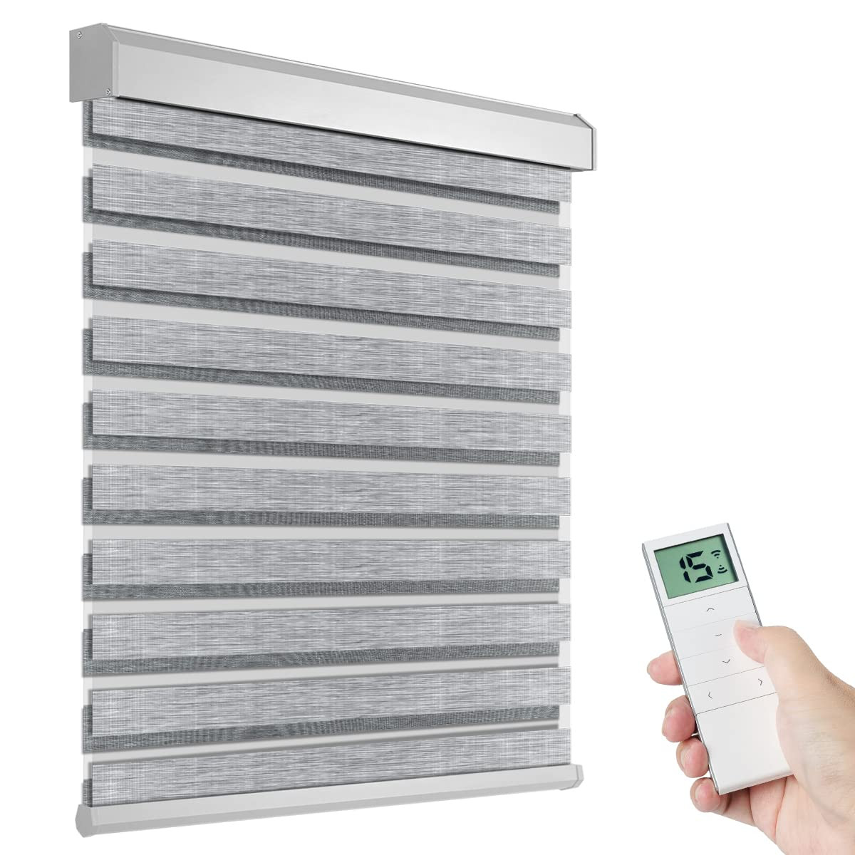 Motorized Zebra Shade with Remote Control, Electric Dual Layer Sheer Roller Shade Works with Alex... | Amazon (US)