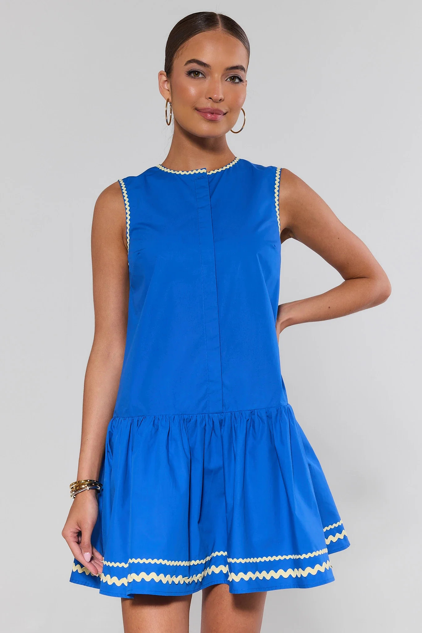 Blue Drop Waist Short Dress | Avara