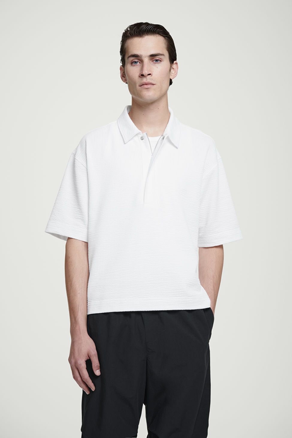 SEERSUCKER HALF-ZIP POLO SHIRT | COS (US)