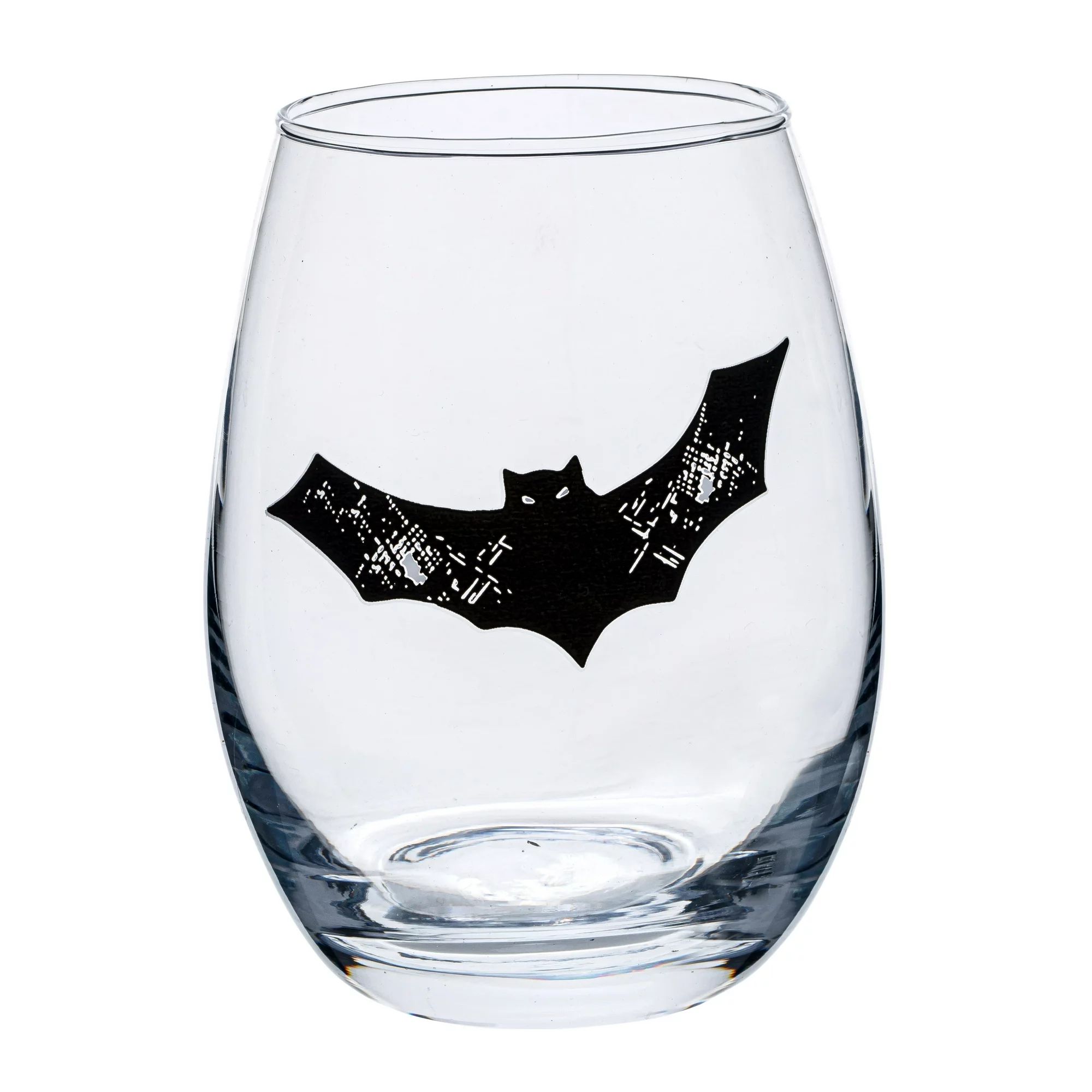 Way to Celebrate Clear Glass Stemless Wine Glass with Bat Pattern | Walmart (US)