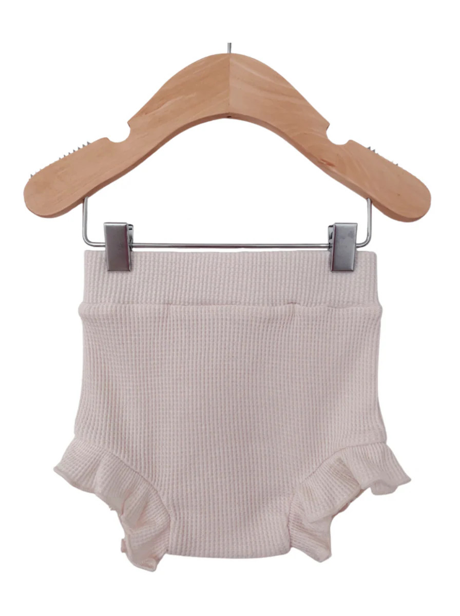 Organic Waffle Ruffle Bloomer, Snow | SpearmintLOVE
