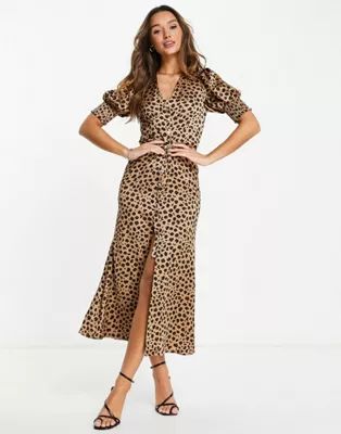 Never Fully Dressed Lindos button maxi dress in leopard print | ASOS (Global)