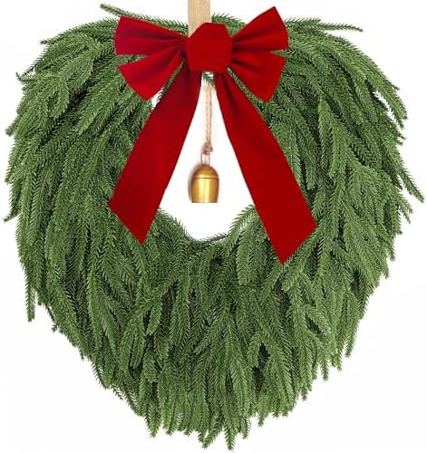 24" Norfolk Pine Wreath, Artificial Christmas Wreaths, Real Touch Green Winter Garland for Front ... | Amazon (US)