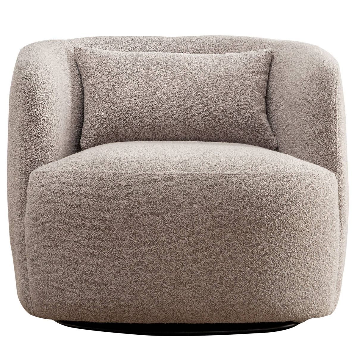 Boucle Upholstered Swivel Armchair Brown - Kinwell | Target