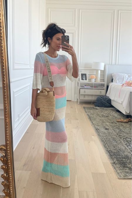 Obsessed with this new colorful striped maxi swimsuit coverup 🩷 and it’s under $50! I’m wearing size small.

Resort wear, vacation outfit, beach vacation, swimsuit coverup, amazon fashion, designer beach bag, Loewe bag, summer outfit, pool outfit, Christine Andrew 

#LTKtravel #LTKSeasonal #LTKswim