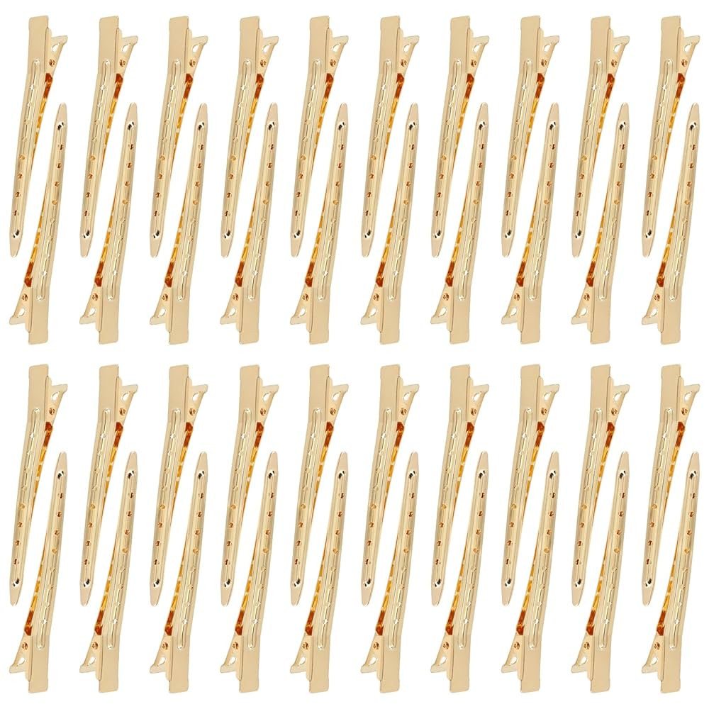 40 Pieces 9cm/3.5" Gold Metal Hair Salon Alligator Hair Styling Clips with Holes Duckbill Hair Se... | Amazon (US)