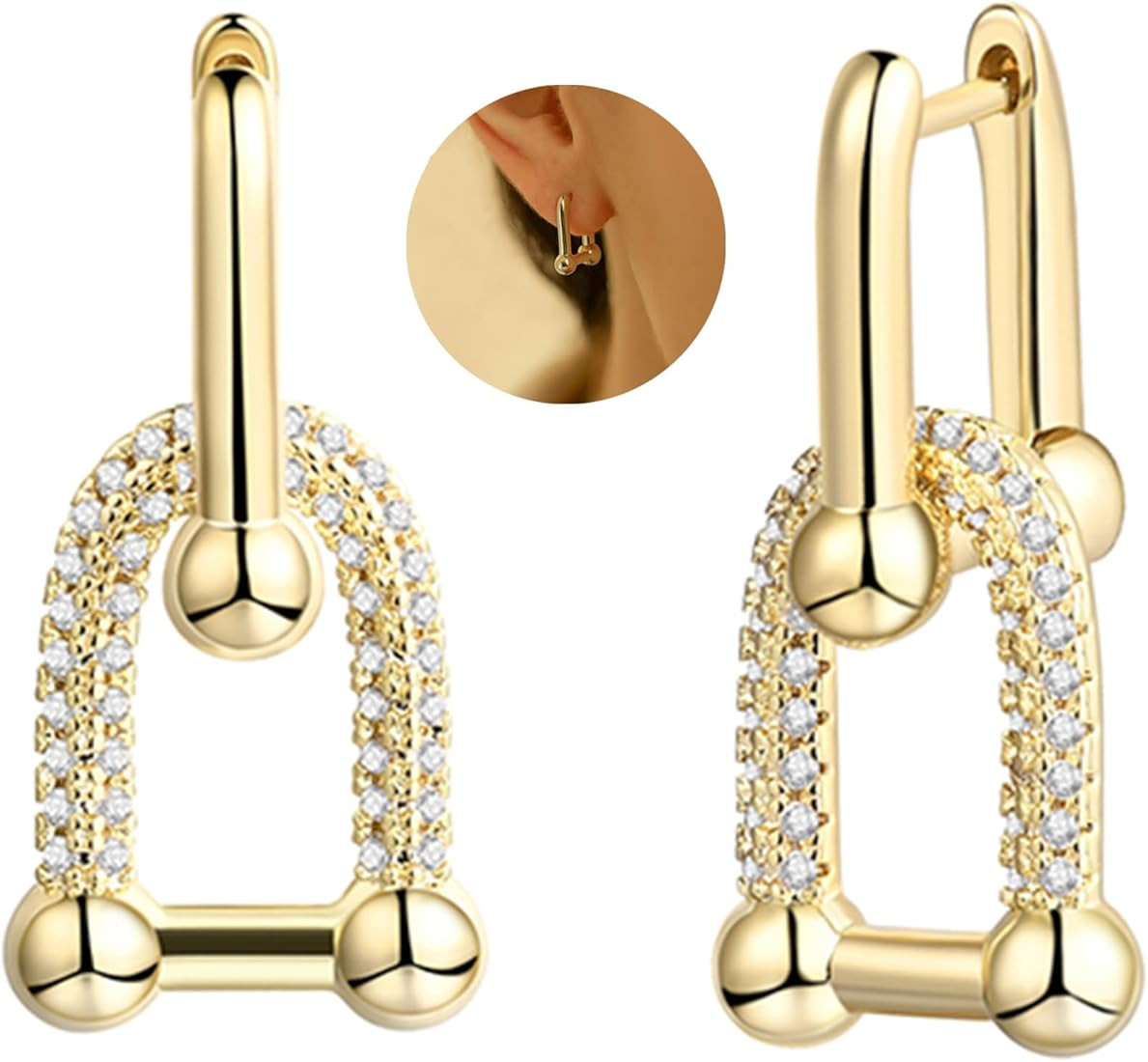 BRAYEG 14K Chunky Gold Earrings for Women Paperclip Link Chain Earrings Drop Dangle Earrings Styl... | Amazon (US)
