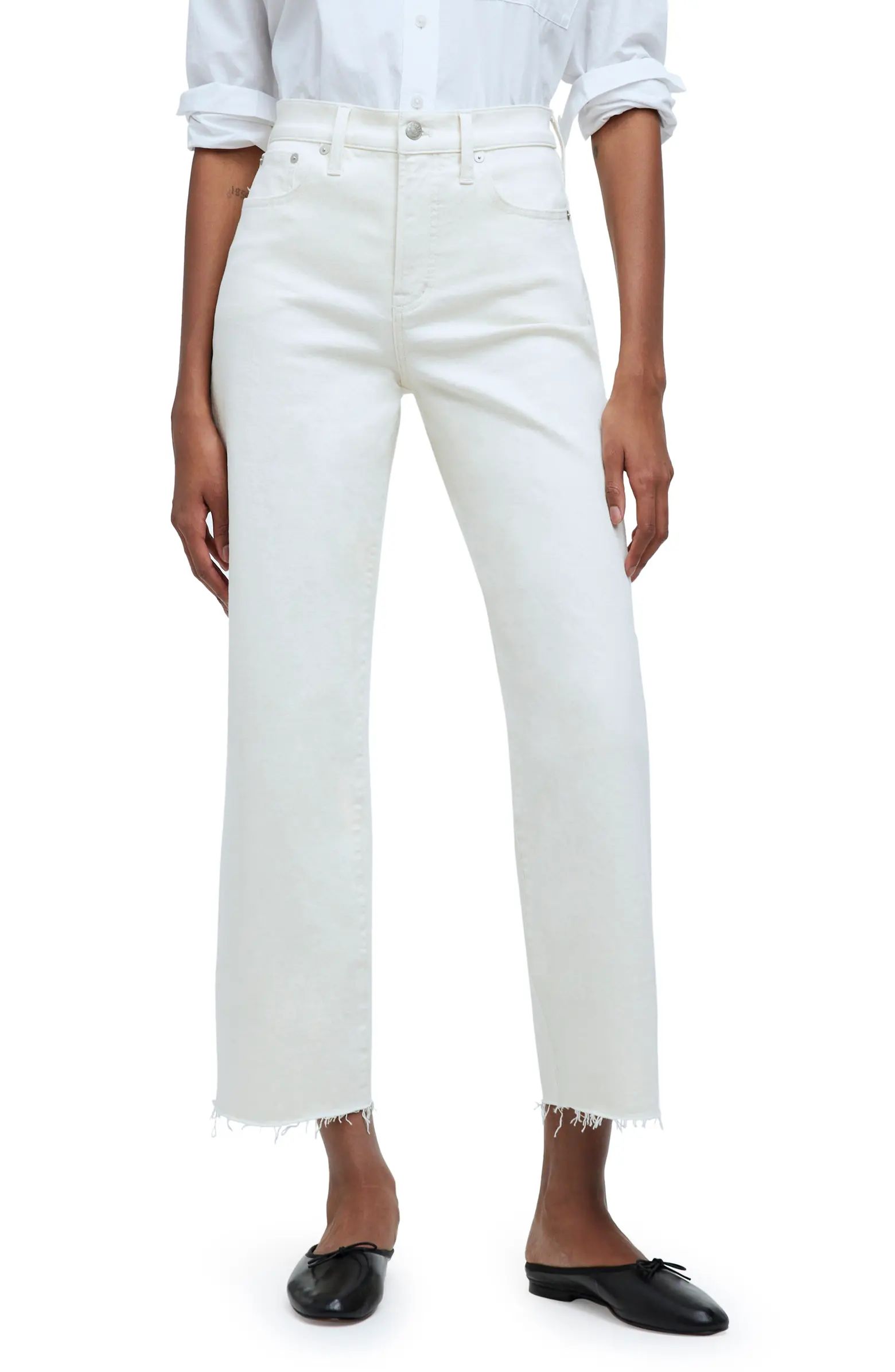 Madewell The Perfect Vintage Raw Hem High Waist Crop Wide Leg Jeans | Nordstrom | Nordstrom