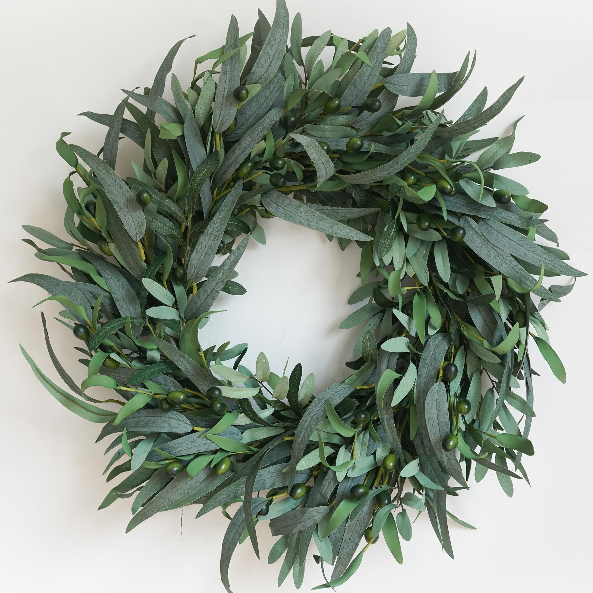 Olive Wreath for Front Door 26 inch, Greenery All Season Wreath with Olive Leaf Fruit, Home Decor... | Amazon (US)