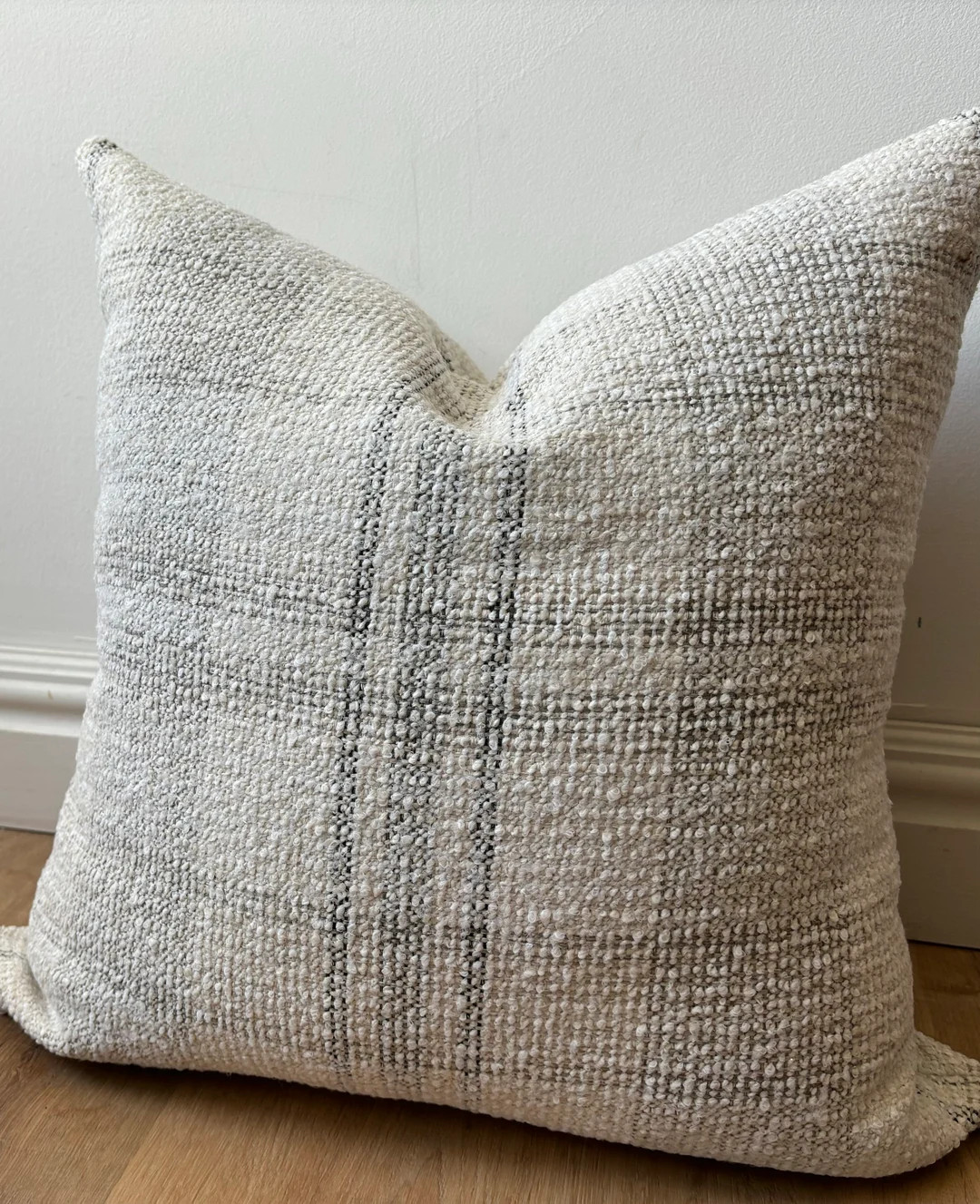 Designer Coastal Plaid Pillow Cover Beige Brown Grey Charcoal Cream Cozy Textural Available in Mu... | Etsy (US)