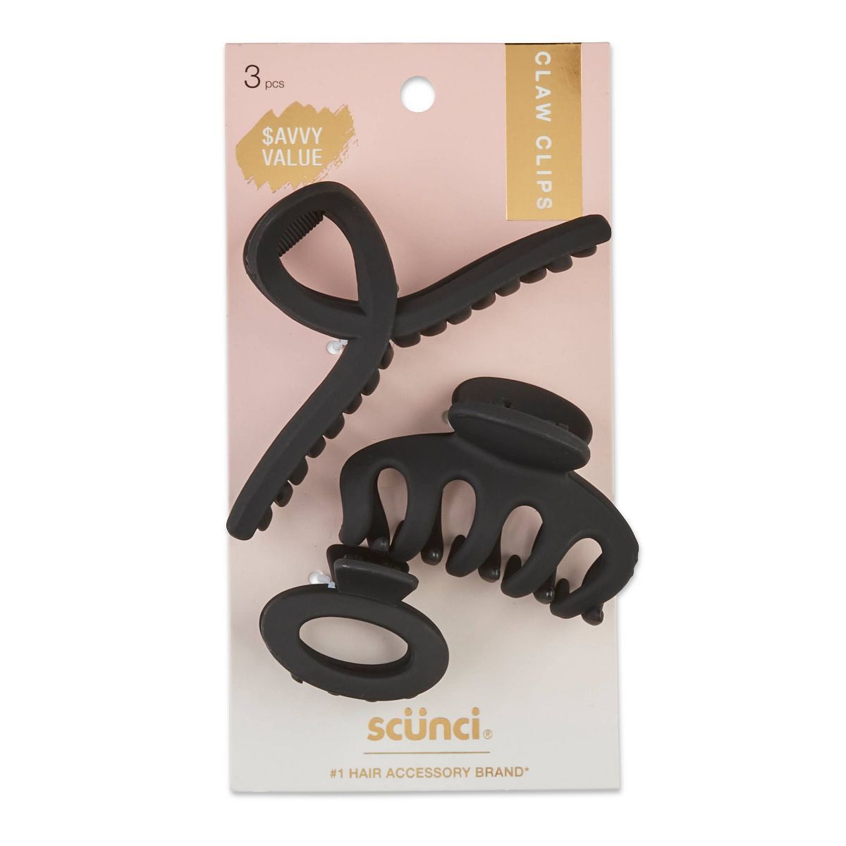 scünci Assorted Styles Claw Clips - Matte Black - All Hair - 3pcs | Target