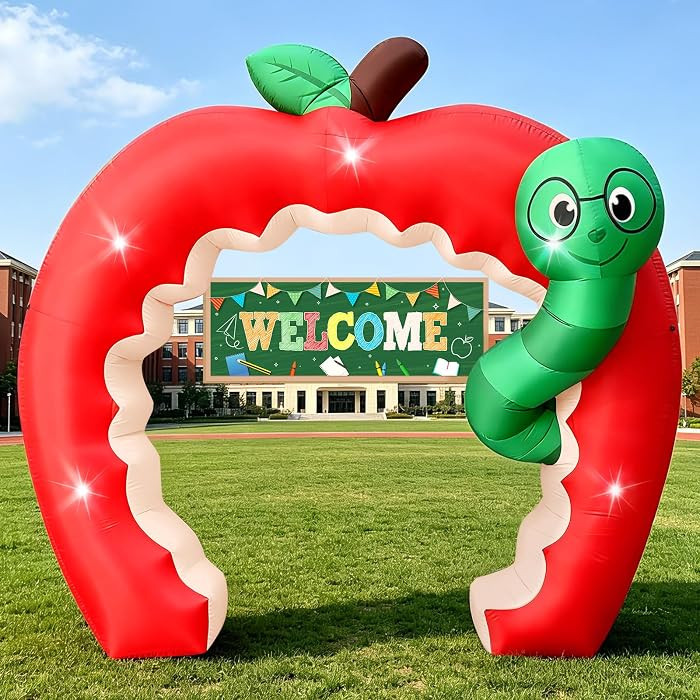 Eyourlife 8FT Giant Apple Bookworm Inflatable Arch Back to School Decor | Amazon (US)