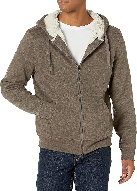 Amazon Essentials Hoodie For Men, Sherpa-Lined Full-Zip Fleece Sweatshirt | Amazon (US)