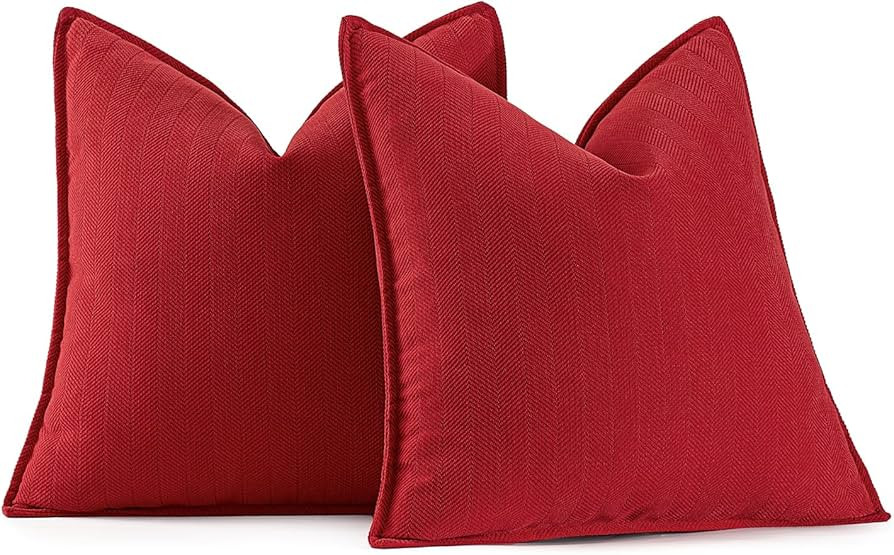 MIULEE Pack of 2 Christmas Red Decorative Pillow Covers 18x18 Inch Soft Chenille Couch Throw Pill... | Amazon (US)