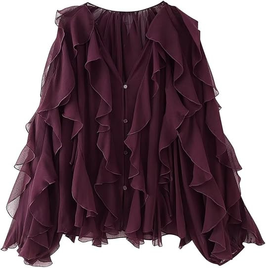 HangNiFang Ruffled Multi-Layered Summer Blouse for Women Chiffon Shirt Tops | Amazon (US)
