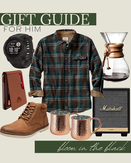 Gifts for him! Men can be hard to shop for — this gift guide is great for boyfriends, husbands, dads, and brothers. Amazon, flannel shirt, work boots, copper mugs, Moscow mule, pour over brewer, wallet, speaker

#LTKHoliday #LTKmens #LTKGiftGuide
