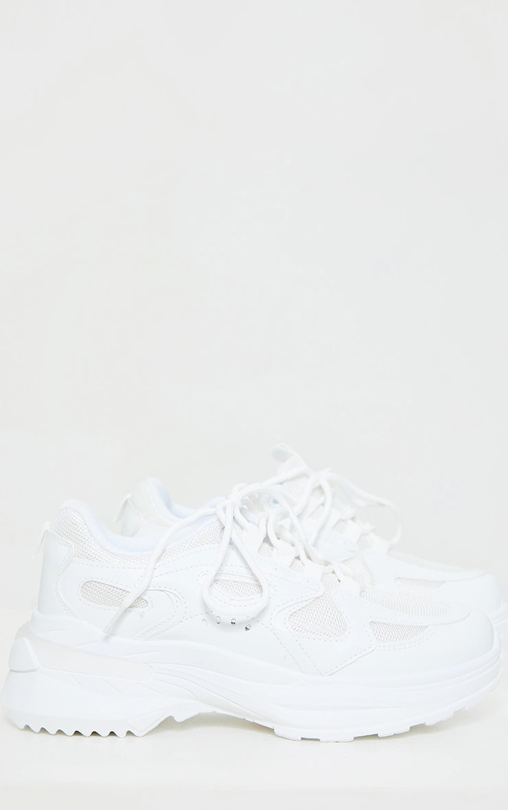 White Contrast Mesh Trainers | PrettyLittleThing UK