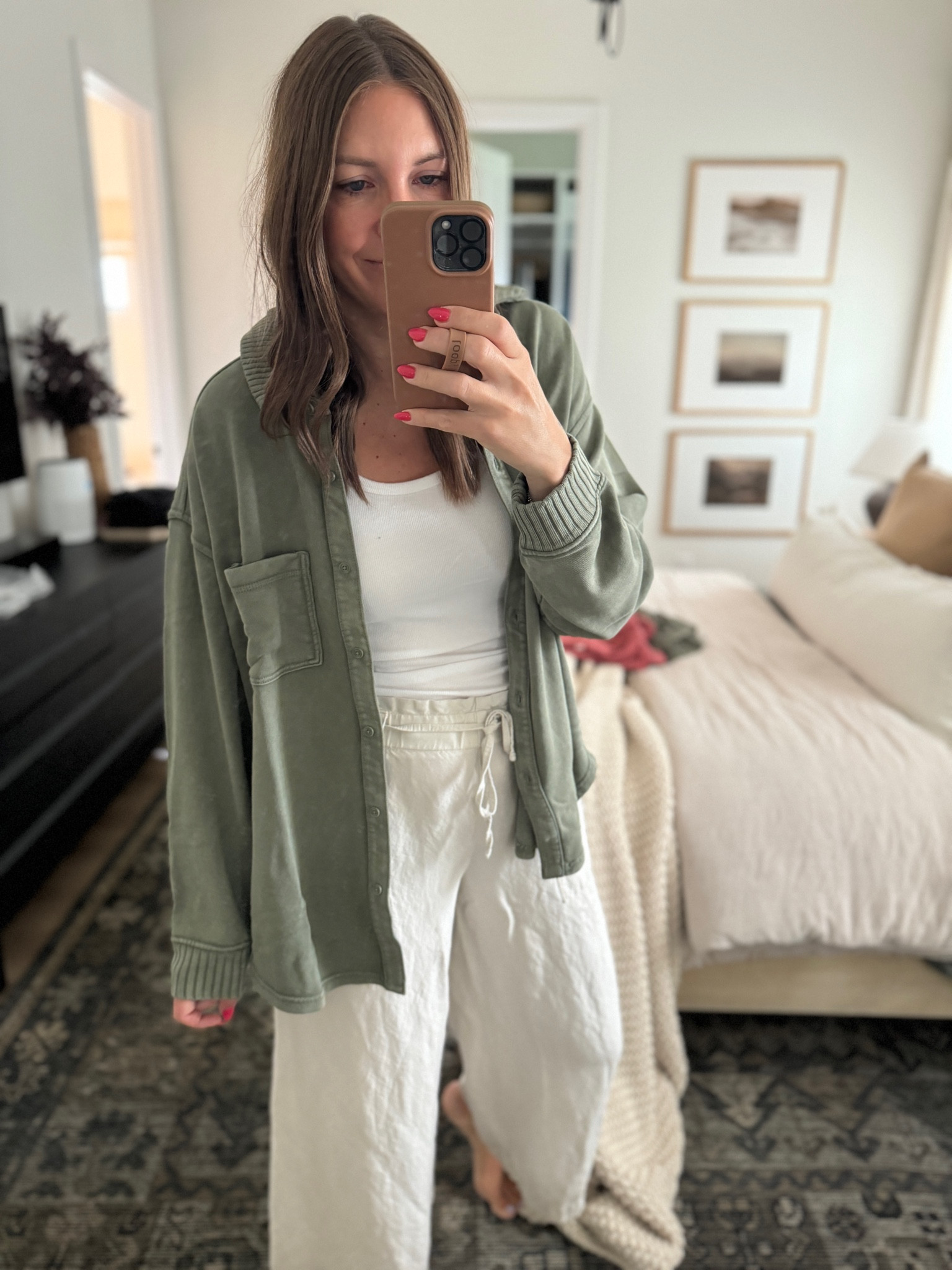 Also scored this cute lumberjane fleece shirt in olive! So cute for fall over a tank and jeans! It’s a thick sweatshirt material so perfect for fall weather. 30% off today! I’m wearing a M  

#LTKStyleTip #LTKSaleAlert #LTKFindsUnder50