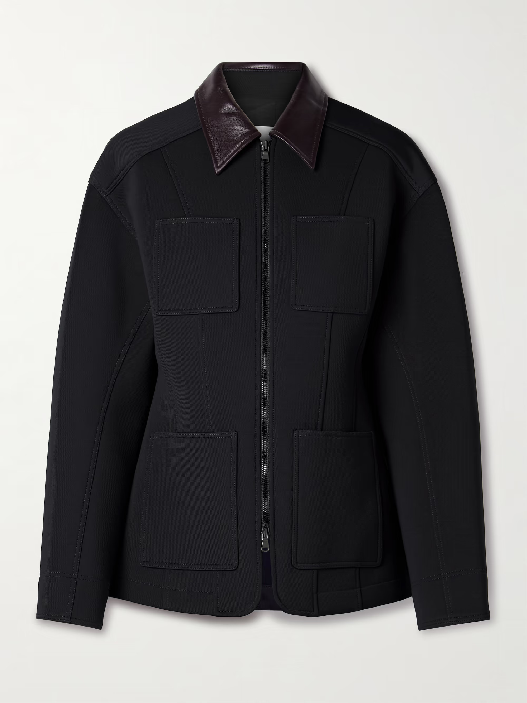 Leather-trimmed twill jacket | NET-A-PORTER (US)