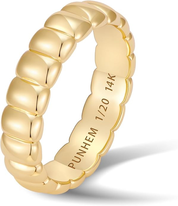 Chunky Gold Statement Rings for Women 14K Gold Silver Tone Non Tarnish Cute Puffy Dome Croissant ... | Amazon (US)