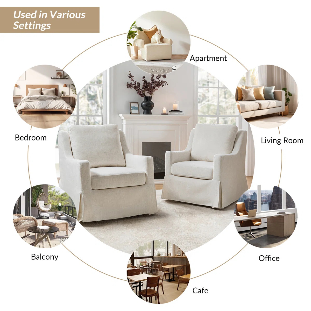Wimberly 29.5" W Slipcovered Swivel Armchair | Wayfair North America