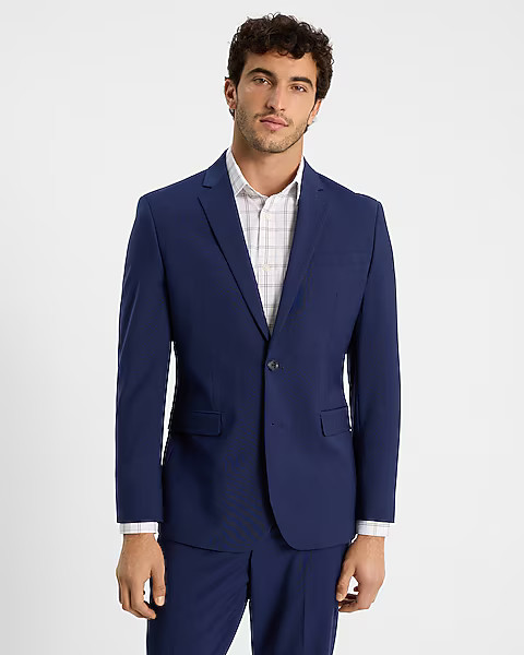 Classic Blue Wool-Blend Modern Tech Suit Jacket | Express