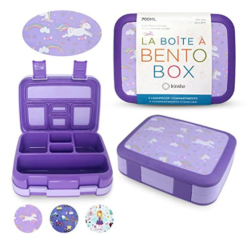 Bento Box Lunch Boxes for Toddlers Kids Girls, 5 Portion Sections Secure Lid, BPA Free Removable Tray, Pre-School Kid Daycare Lunches Snack Container Ages 3 to 5, Loncheras Para Niñas, Purple Unicorn | Amazon (US)