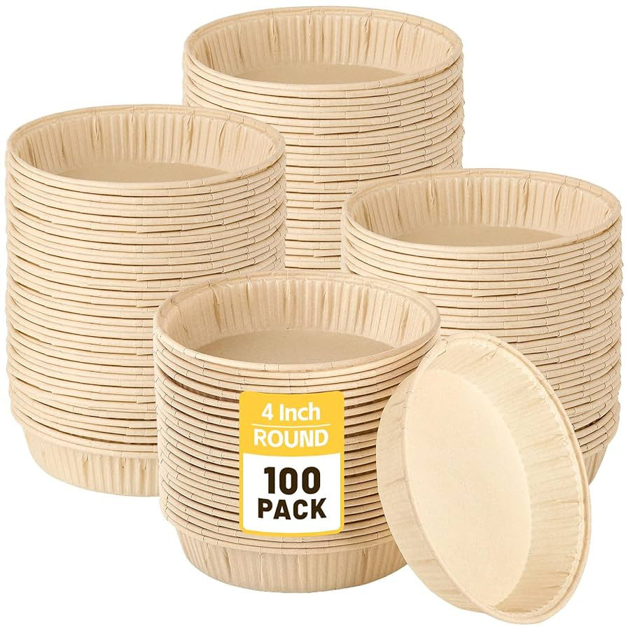 Ocmoiy 100 Pcs Mini Tart Pans for Baking, 4 Inch Disposable Paper Pie Tins for Small Pies, Tarts,... | Amazon (US)