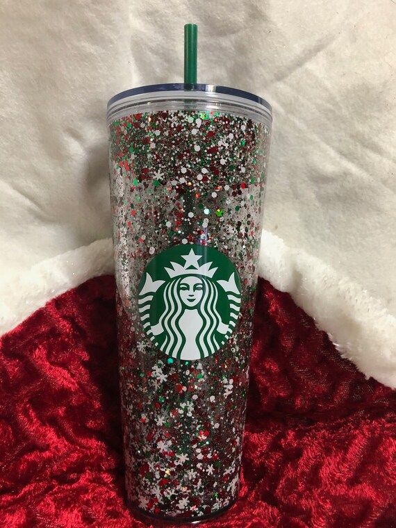 Christmas Snow Globe Snowflakes Starbucks cup Glitter | Etsy | Etsy (US)