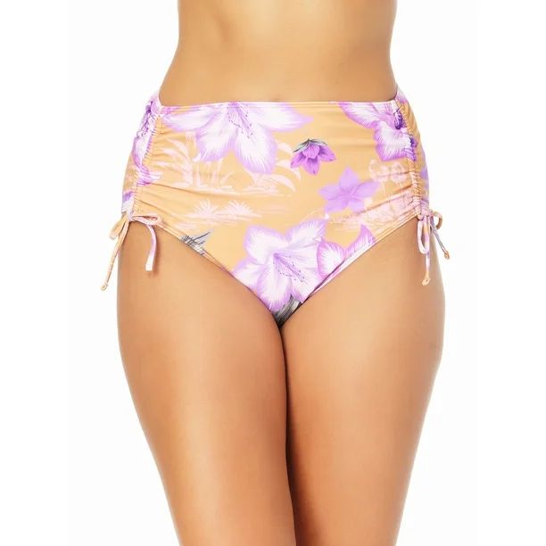 No Boundaries Junior's Wave Shirred Side High Waist Bottom | Walmart (US)