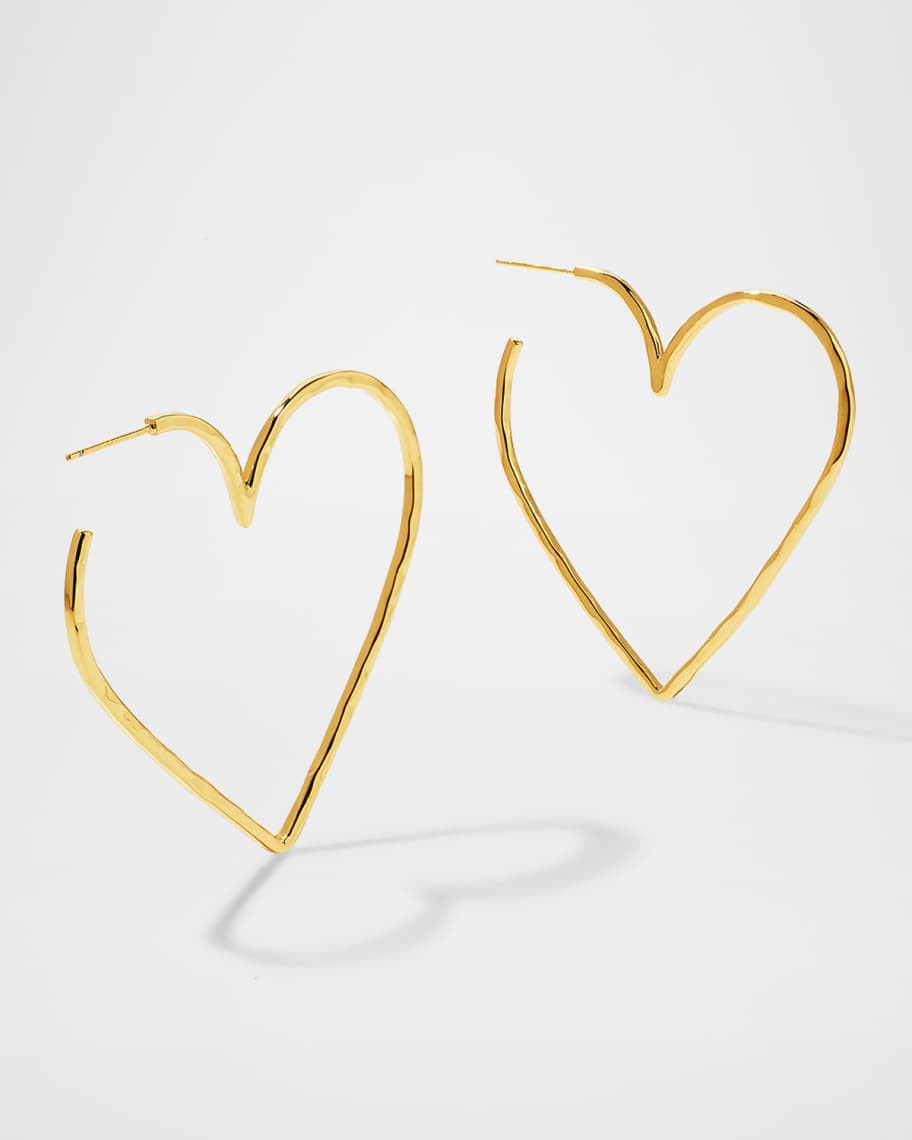 NEST Jewelry Gold Heart Skinny Hoop Earrings | Neiman Marcus