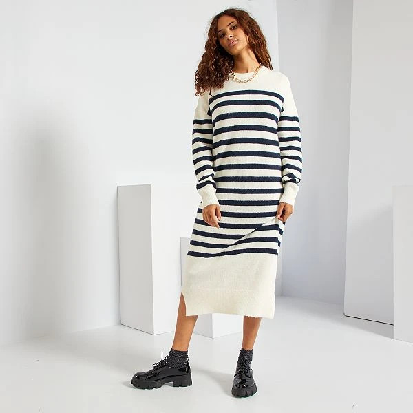 Robe pull marinière femme - écru/marine - Kiabi - 20,00€ | Kiabi FR