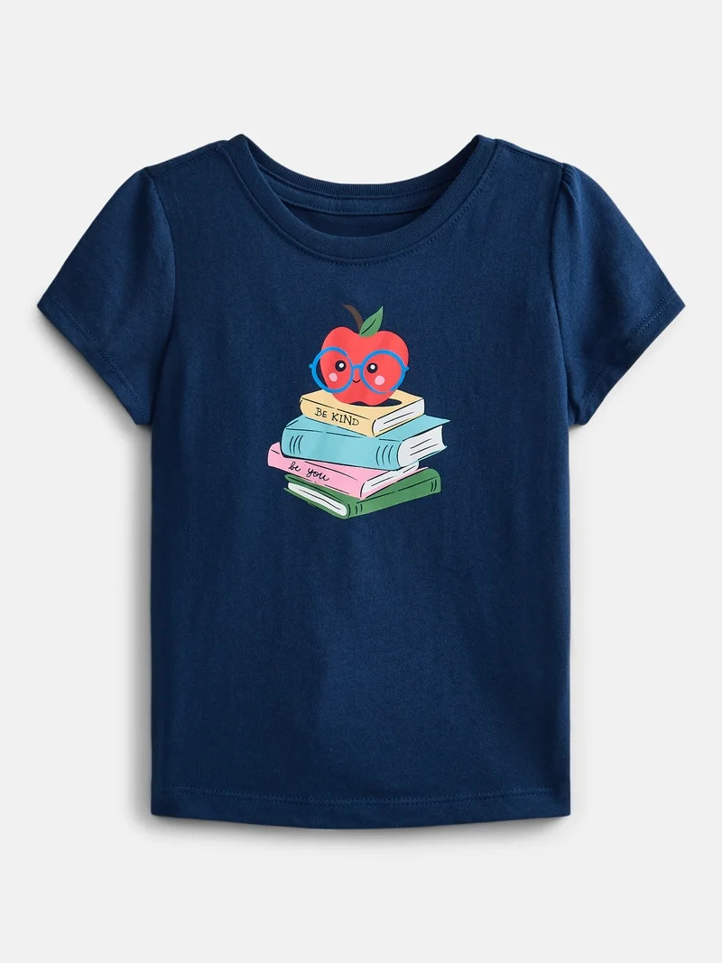 Wonder Nation Toddler Girls Graphic Tee with Short Puff Sleeves, Sizes 18M-5T | Walmart (US)