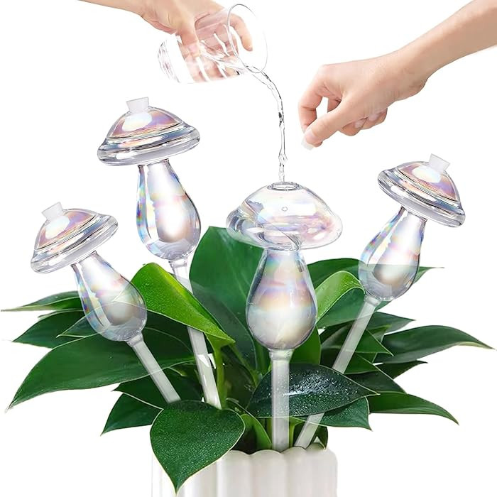 Plant Watering Globes 4 Pack, Self Watering Planter Insert, Mushroom Self Watering Globes for Ind... | Amazon (US)