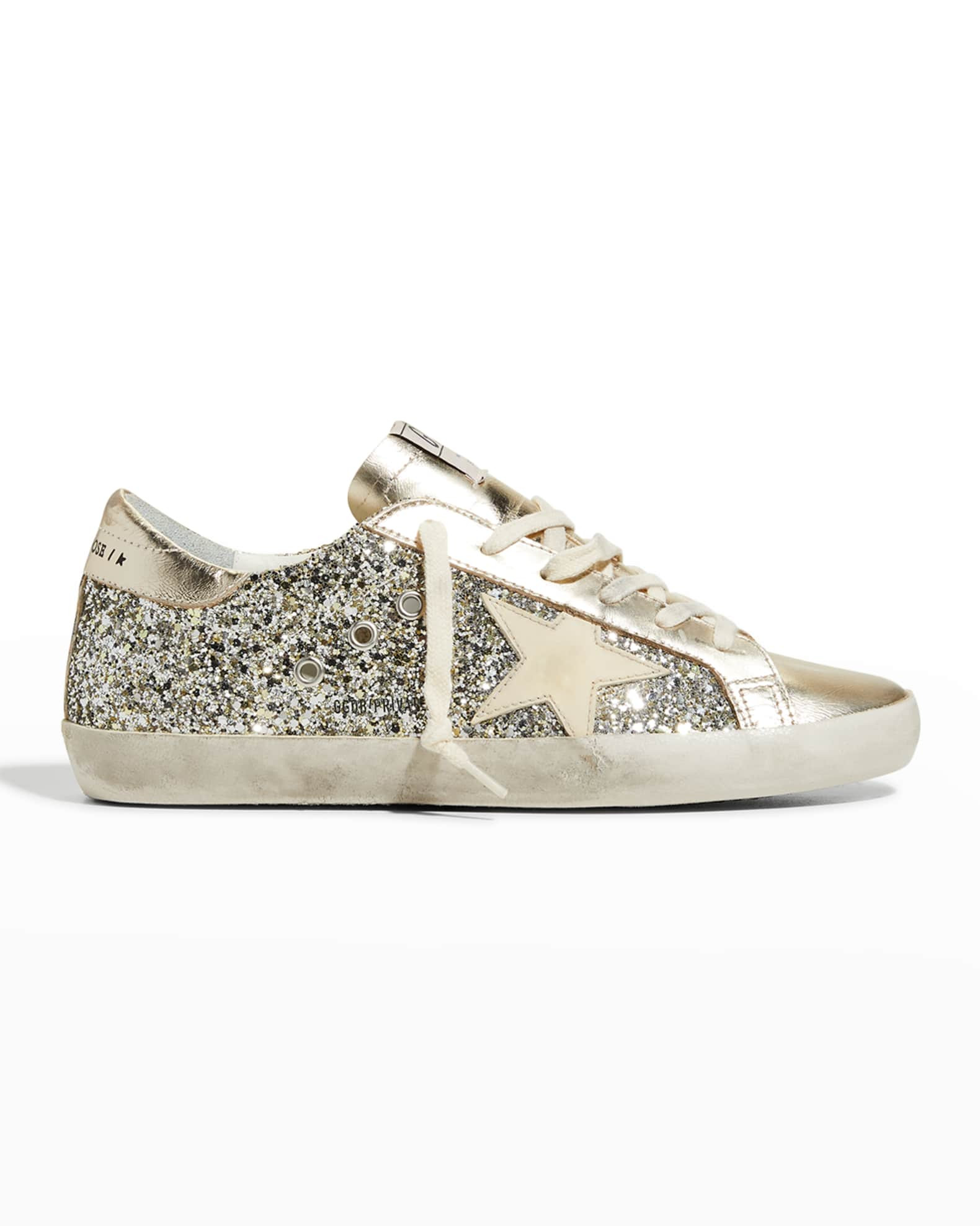 Golden Goose Superstar Metallic Glitter Low-Top Sneakers | Neiman Marcus