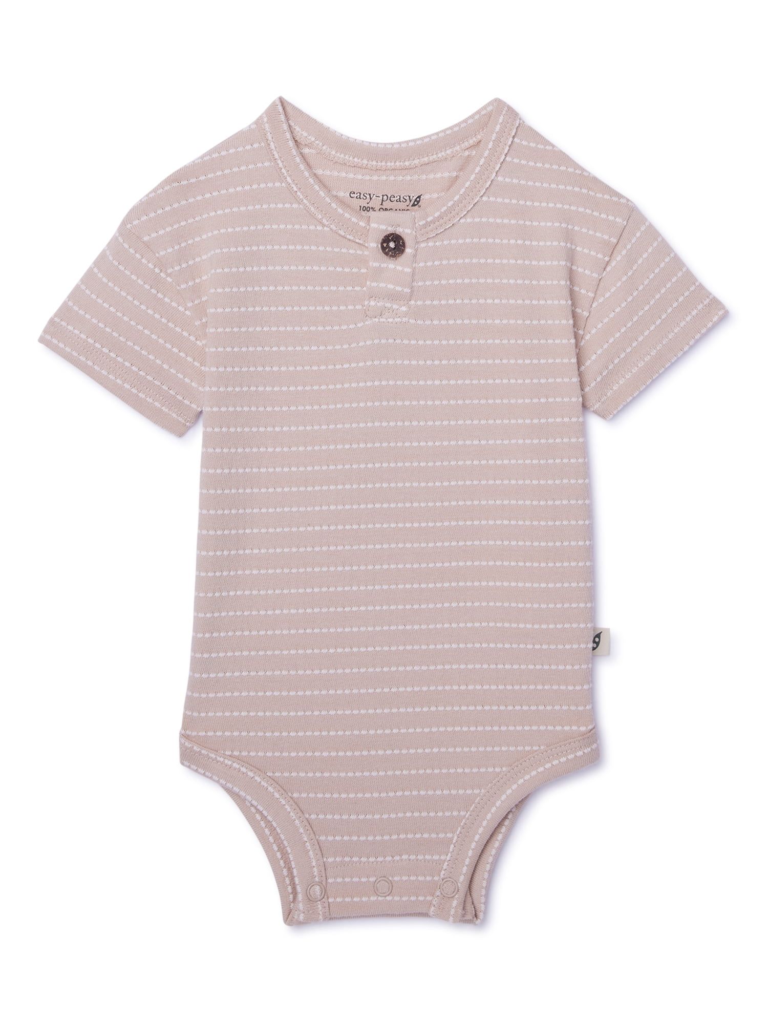 easy-peasy Baby Short Sleeve Henley Stripe Bodysuit, Sizes 0-24 Months | Walmart (US)