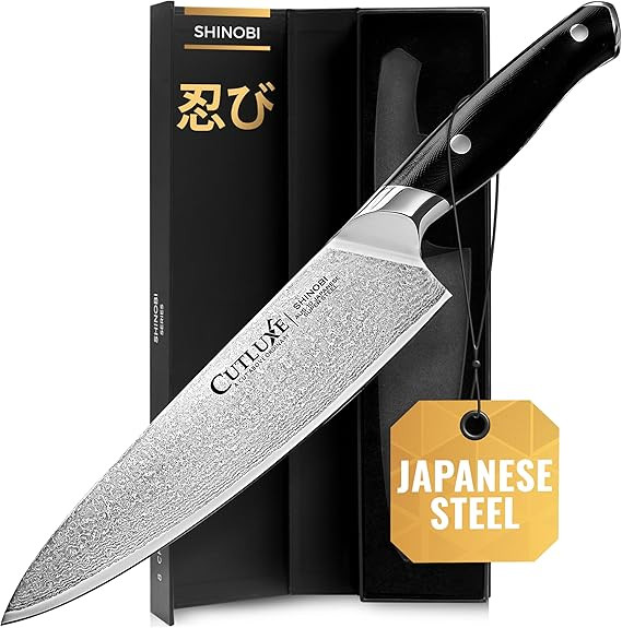 Cutluxe Shinobi Damascus Chef Knife – 8" Damascus Kitchen Knife, Japanese Blade, AUS-10 Steel ... | Amazon (US)