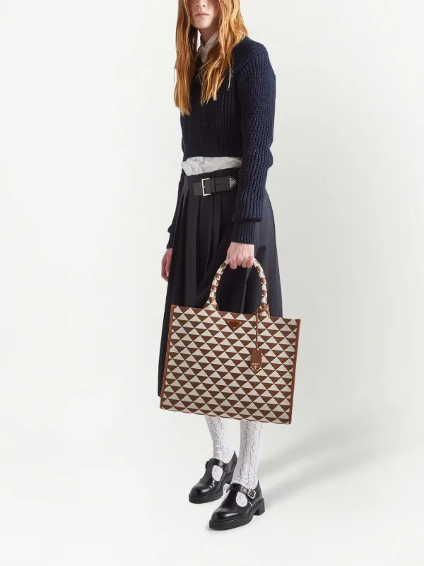 Prada Large Symbole Embroidered Tote Bag - Farfetch | Farfetch Global