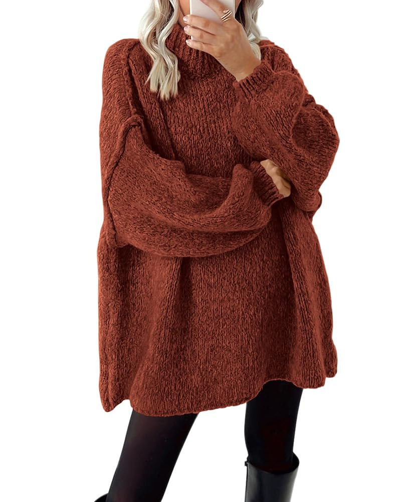 BTFBM Sweaters for Women Fall 2025 Long Sleeve Mock Neck Cable Knit Oversized Sweater Pullover To... | Amazon (US)