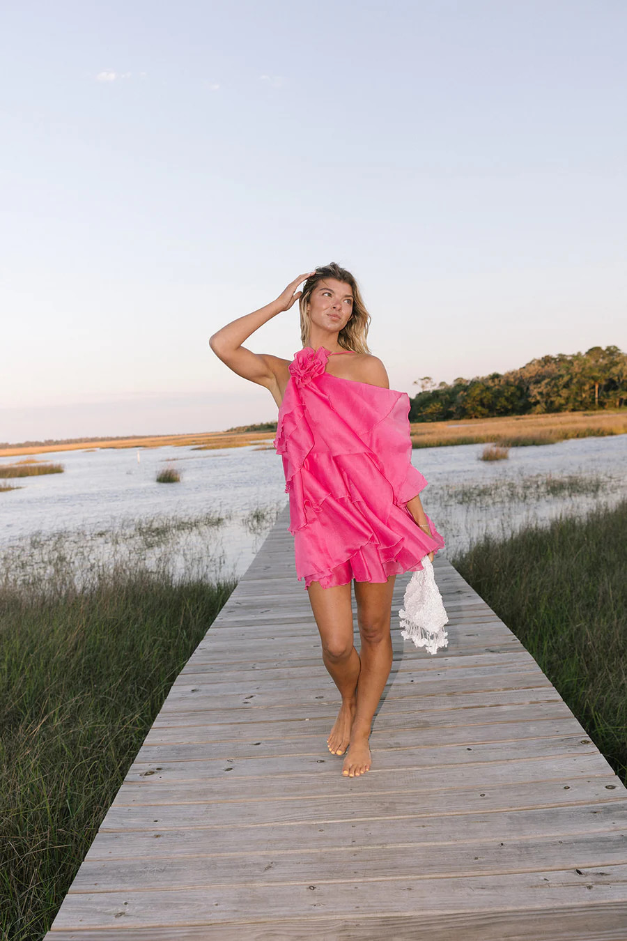 Anastasia Floral Ruffle Mini Dress - Hot Pink | Fancyd Boutiqe