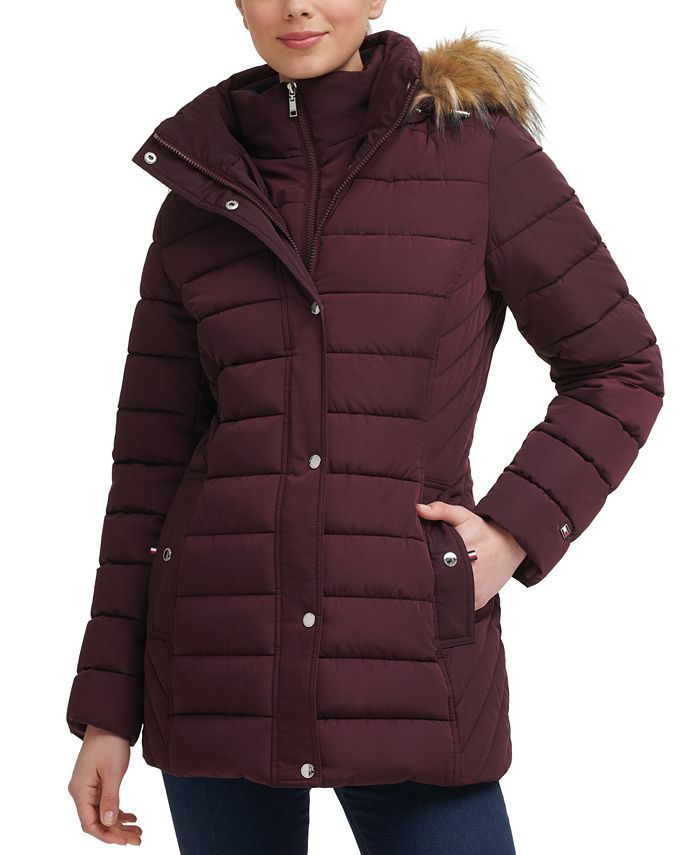 Tommy Hilfiger Women's Faux-Fur-Trim Hooded Puffer Coat, Created for Macy's & Reviews - Coats & J... | Macys (US)