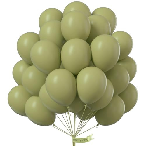PartyWoo Sage Green Balloons 101pcs 12 Inch Olive Boho Green Latex Helium Balloons for Birthday Baby Shower Graduation Wedding Dinosaur Jungle Golf Football Baseball Theme Party Decorations Green-F11 | Amazon (US)