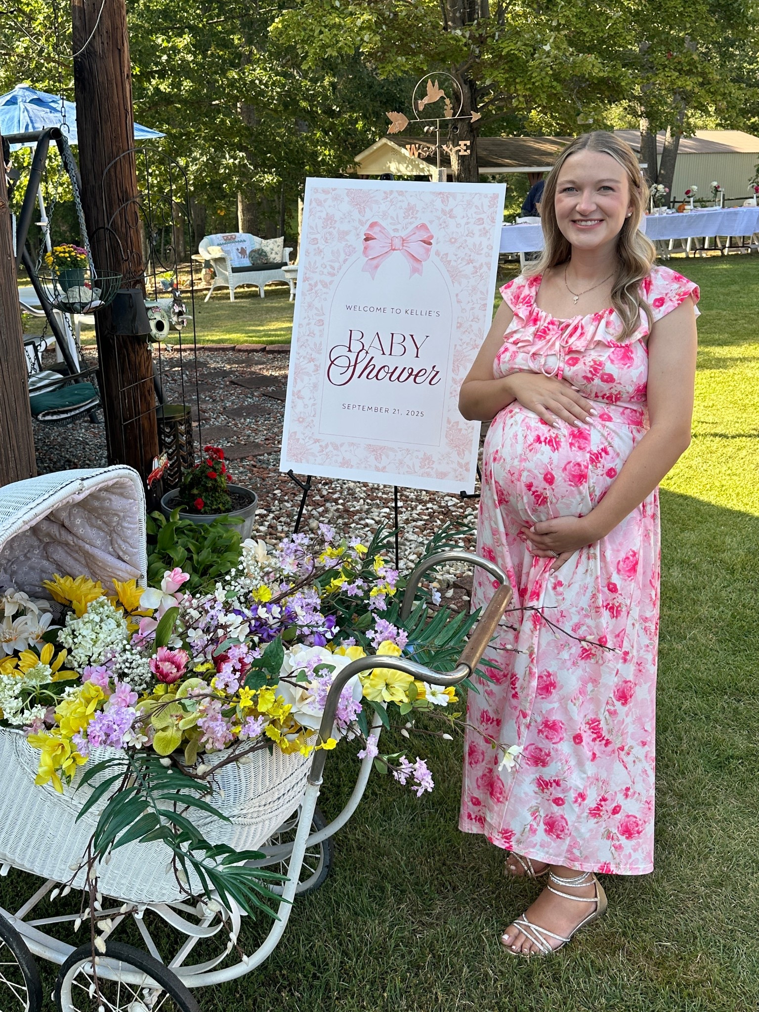 In LOVE with my baby shower dress for baby girl 🥰🥰🥰 wearing size small / I’m 5’3”, currently 150 pounds and 36 weeks pregnant!

#babyshower #babyshowerdress

#LTKPetite #LTKBump #LTKBaby