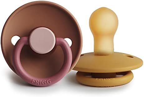 FRIGG Natural Rubber Baby Pacifier | Made in Denmark | BPA-Free (Flamingo/Honey Gold, 0-6 Months) | Amazon (US)