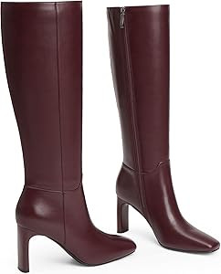 Modatope Knee High Boots for Women Square Toe Chunky Heel Long Tall Fall Boots for Women | Amazon (US)